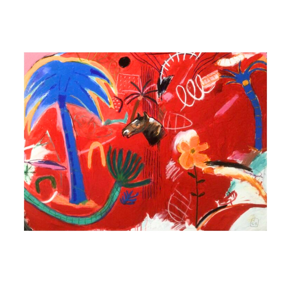 Blue Palms Original artwork created by Jeanie Cooper - Brown