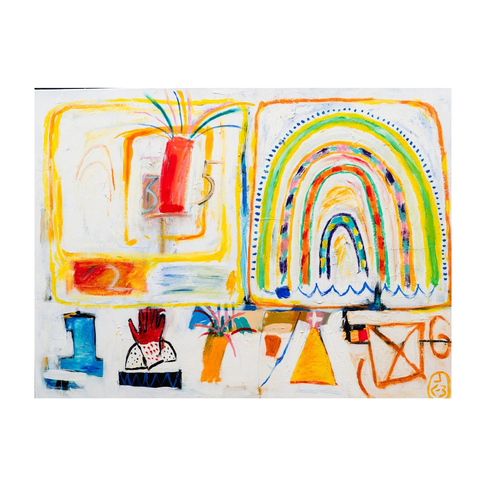 Colourful abstract drawing on a white background Original artwork by Jeanie Cooper-Brown